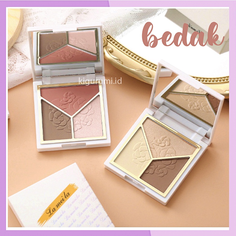 LAMEILA 3 in 1 Cosmetic Plate Eyeshadow Highlighter Concealer Membuat Bentuk Wajah Sesuai Yang Di Inginkan Corrector LA114