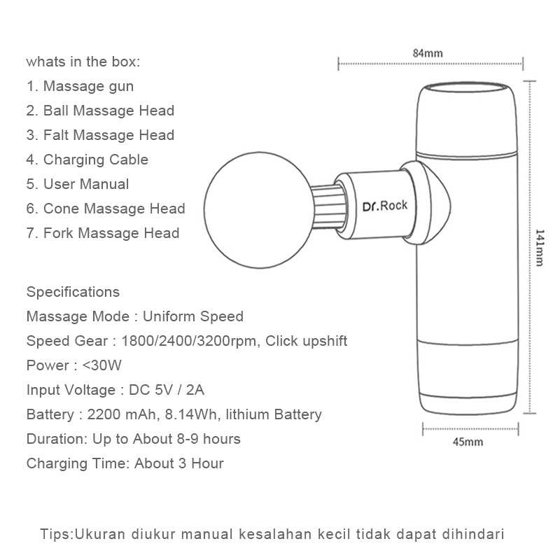 Alat Pijat Getar Mini [B] Otot Badan Elektrik Fascial Massage Gun