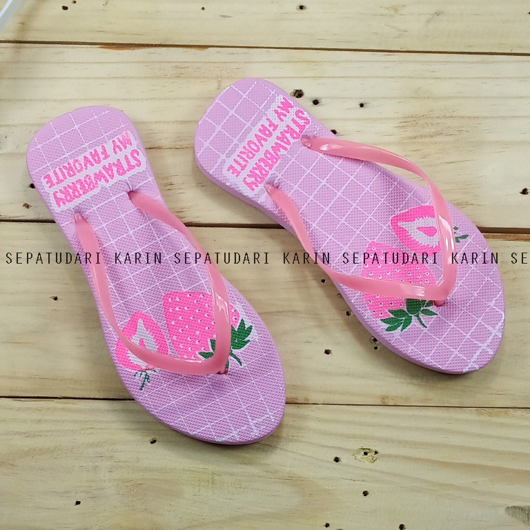 Sepatudari Karin Realpic Sandal jepit wanita dengan warna warna  dan motif kece KR SDF004