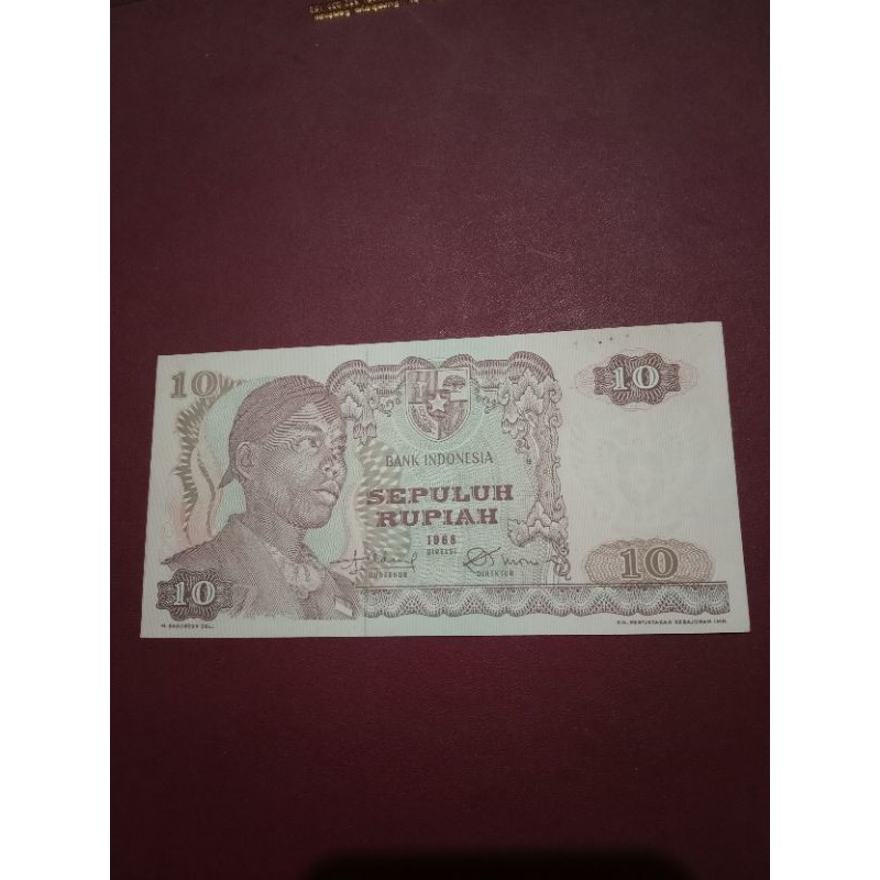 uang kertas 10 rupiah sudirman tahun 1968 uang kuno