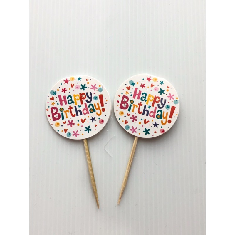 Cake Topper Per 10 pcs Kertas Happy Birthday/ Hiasan Kue Tart Kertas/ Hiasan Kue Ulang Tahun