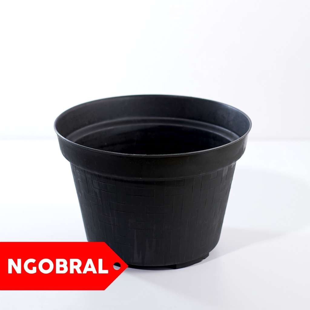 GOJEK / GRAB - Pot Tanaman Plastik Hitam 30 / Pot Bunga diameter 28 cm HITAM MURAH
