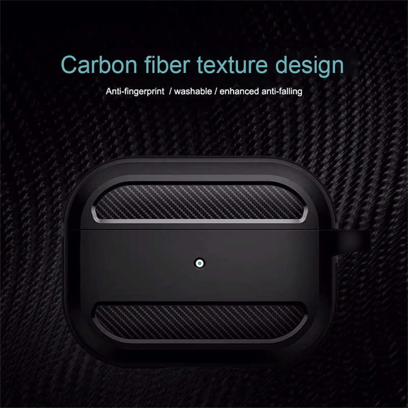 Tk Casing Tpu Apple Airpods Pro Shockproof Aksen Serat Karbon Dengan Gesper