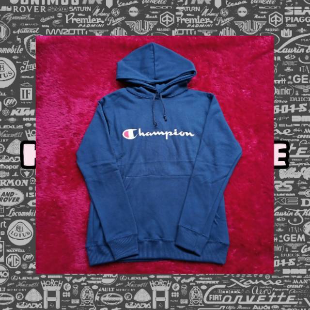 HOODIE CHAMPION SCRIPT BLUE