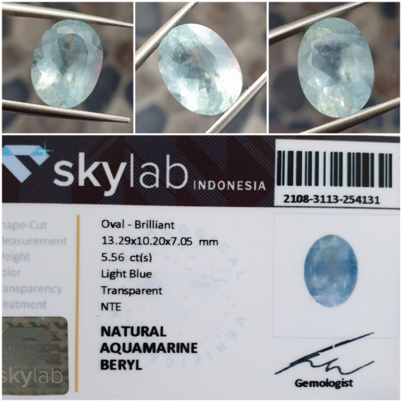 Natural Aquamarine Beryl Memo 5.56 crt