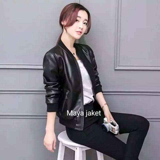 jaket wanita/cewe FUNY perempuan semi kulit  stayle motor-2