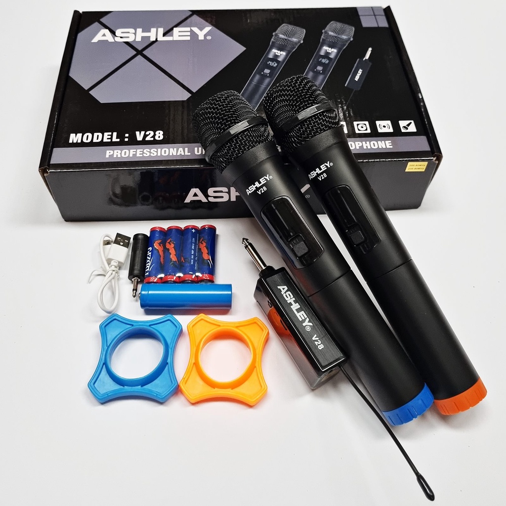 Mic Microphone Ashley V28 Wireless Tanpa Kabel