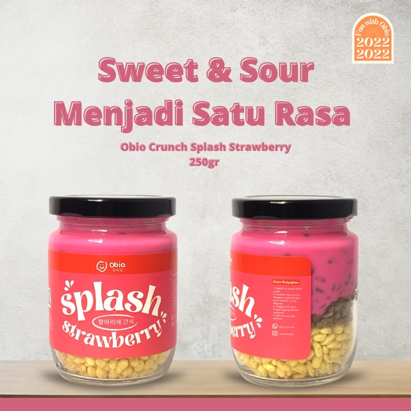 Choco Jar STRAWBERRY by Obio Crunch - Cemilan Rasa Strawberry Rice Crispy Topping Cokelat Leleh