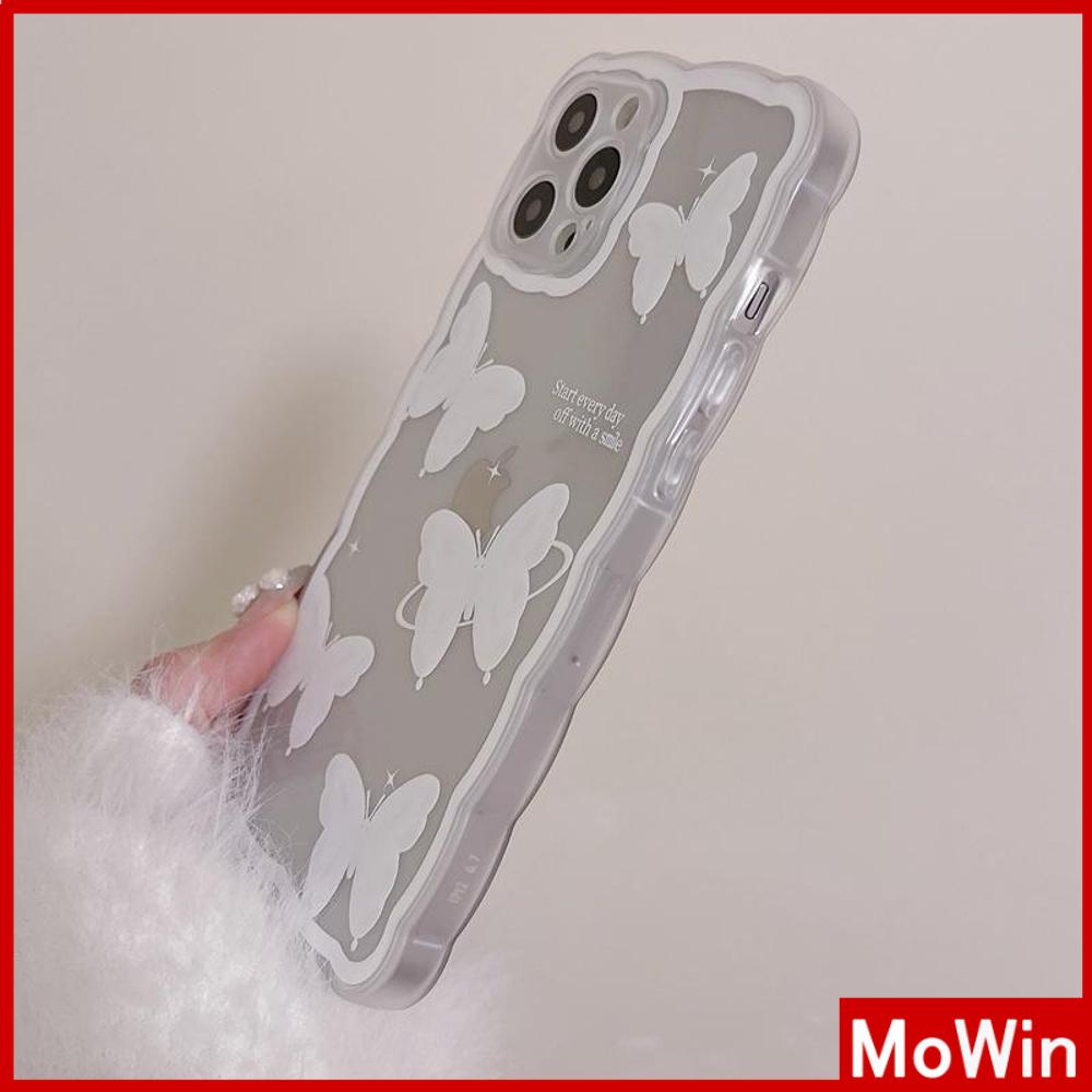 iPhone Case Silicone Soft Case Clear Case Wave Non-Slip Shockproof Camera Full Coverage Protection White Butterfly For iPhone 13 Pro Max iPhone 12 Pro Max iPhone 11 iPhone 7 Plus