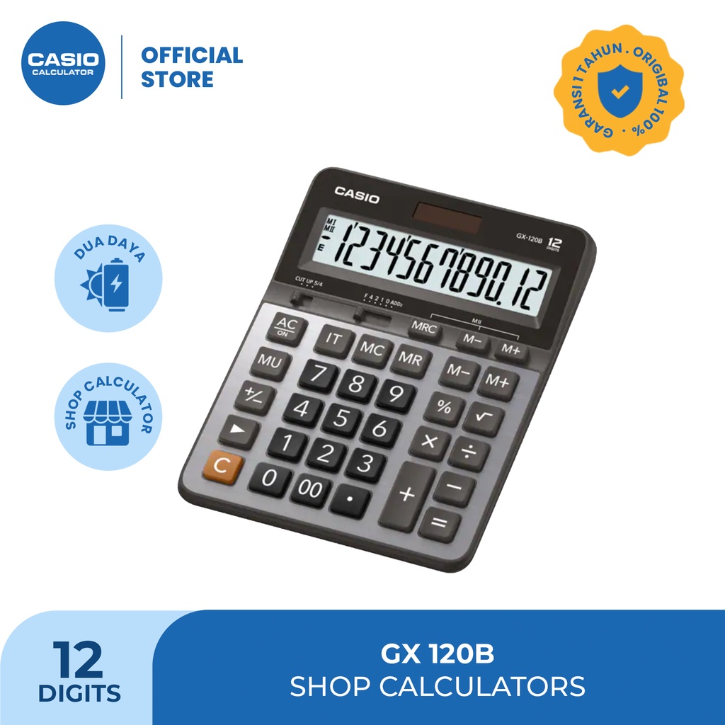

CASIO KALKULATOR GX-120B - Kalkulator Toko/ Dagang - 12 digit