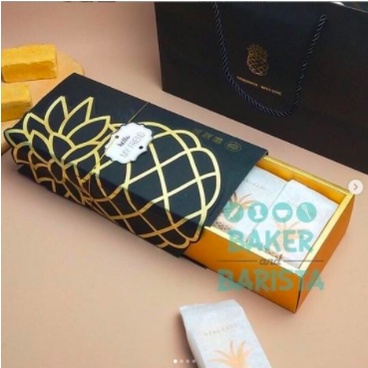Kotak Nastar Taiwan pineapple black box + bag set kemasan nastar