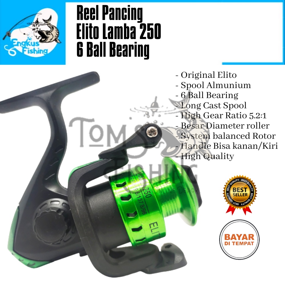 Reel Pancing Elito Lamba 250 Spool Almunium (6 Bearing) Murah Berkualitas - Engkus Fishing