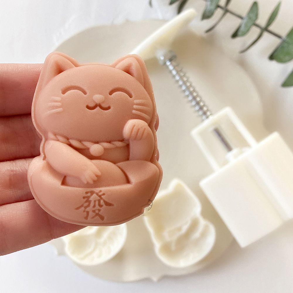 [Elegan] Tahun Baru Cetakan Mooncake Hari Kasih Sayang 2 Pcs/Set Pastry Dessert Mid-Autumn Festival Tekanan Tangan Cookie Mold Aksesoris Dapur Dekorasi Kue Cetakan Lucky Cat