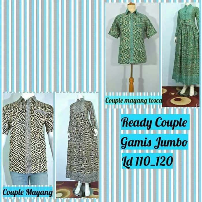 sarimbit couple gamis jumbo mayang batik pekalongan