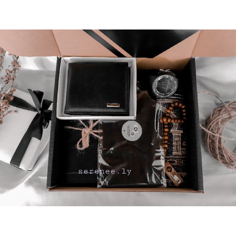 hampers cowok komplit/black theme/ kado untuk anniversary unik bagus