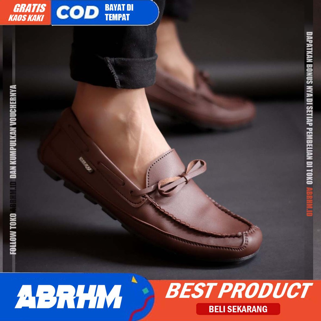 ABRHM X HOSTO Sepatu Casual Slip On Pria  Sepatu Pria Casual Pantofel Anti Slip Kantor Cowok mocasin Sepatu Kasual Kuliah Kondangan Gaya Santai Keren Kekinian Original Murah Terlaris