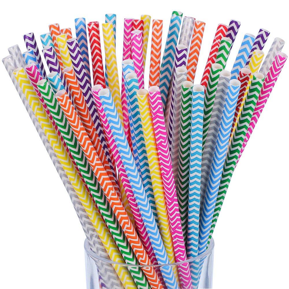 25 Pcs Sedotan Kertas Warna/i Motif Zigzag dan Polkadot ~ Paper Straw ~ Party Straw