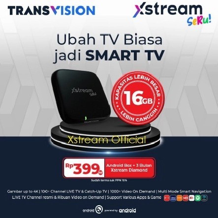 XSTREAM TRANSVISION Android Box TV Digital Receiver - Free 3 bulan