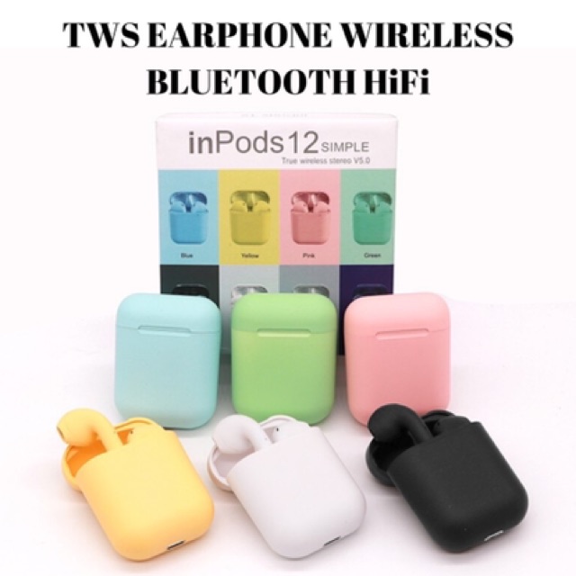 HEADSET - EARPHONE BLUETOOTH WIRELESS I12 MACARON