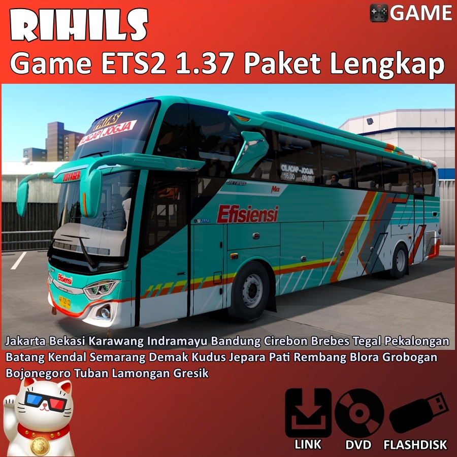 ETS2 versi 1.37 PAKET MAP INDONESIA LENGKAP Game Bus Truk Indonesia untuk Komputer PC Laptop