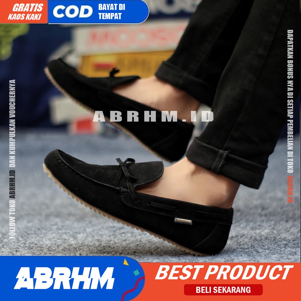 ABRHM- CELTIK Sepatu Slip On Pria Sepatu Casual Pria Sepatu Kulit Asli Pria Sepatu Kasual Semi Formal Kuliah Kondangan Gaya Santai Keren Kekinian Murah Original Terlaris