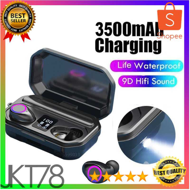 QJ Earphone TWS Bluetooth 5.0 + Charging Case Flashlight 3500mAh - M12