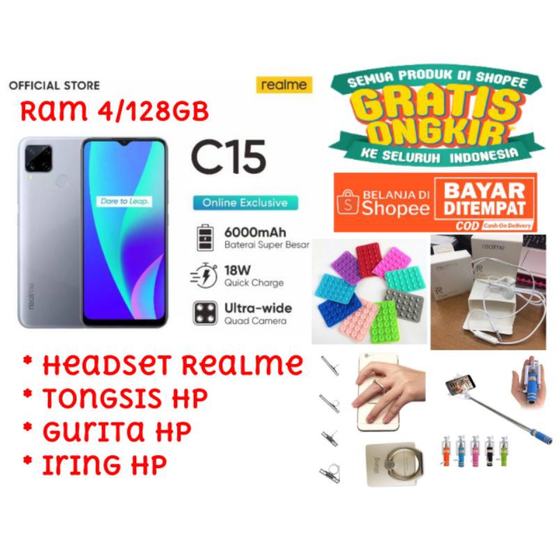 Realme C15 4/64GB dan 4/128 GB dan 3/64GB [Helio G35, 6000mAh Battery, 6.5" inci HD plus