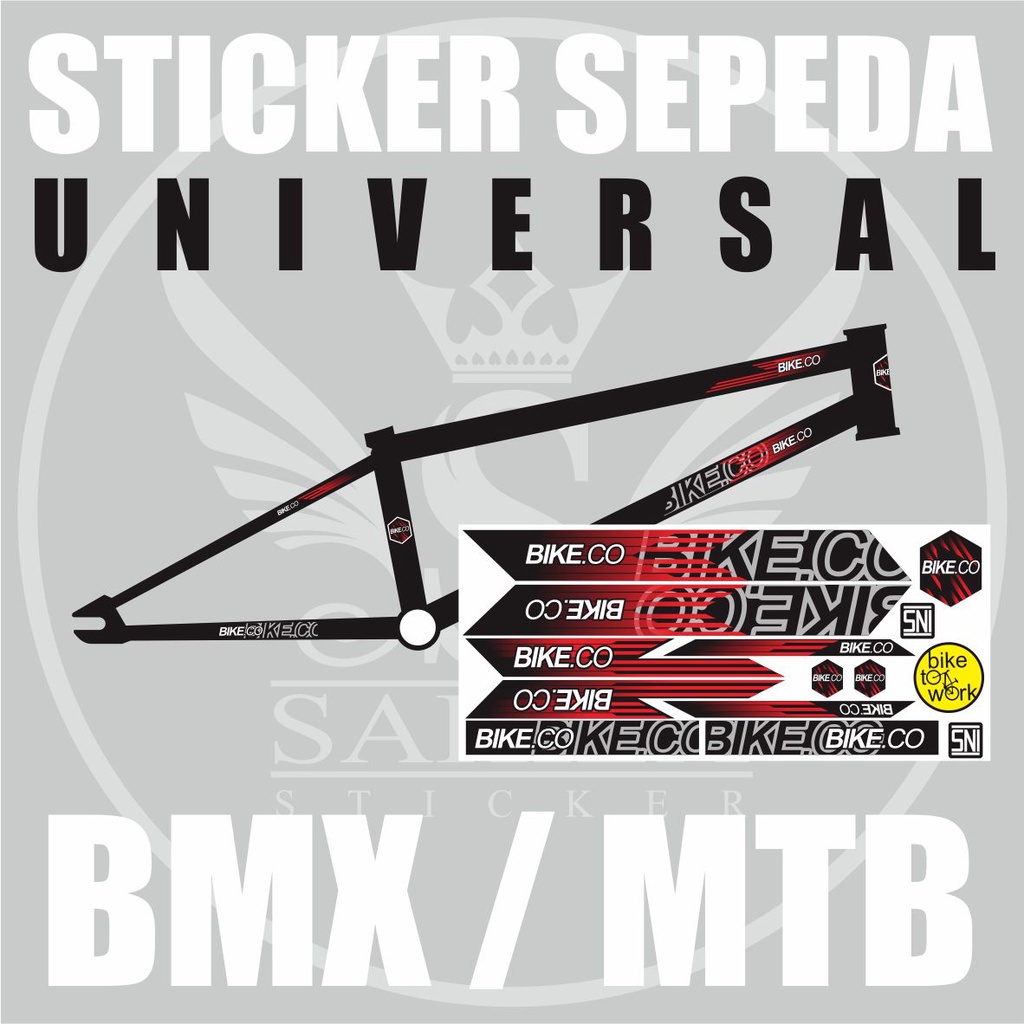 STIKER VARIASI SEPEDA BMX / MTB / UNIVERSAL / STRIPING STIKER SEPEDA BIKE.CO 01 MERAH