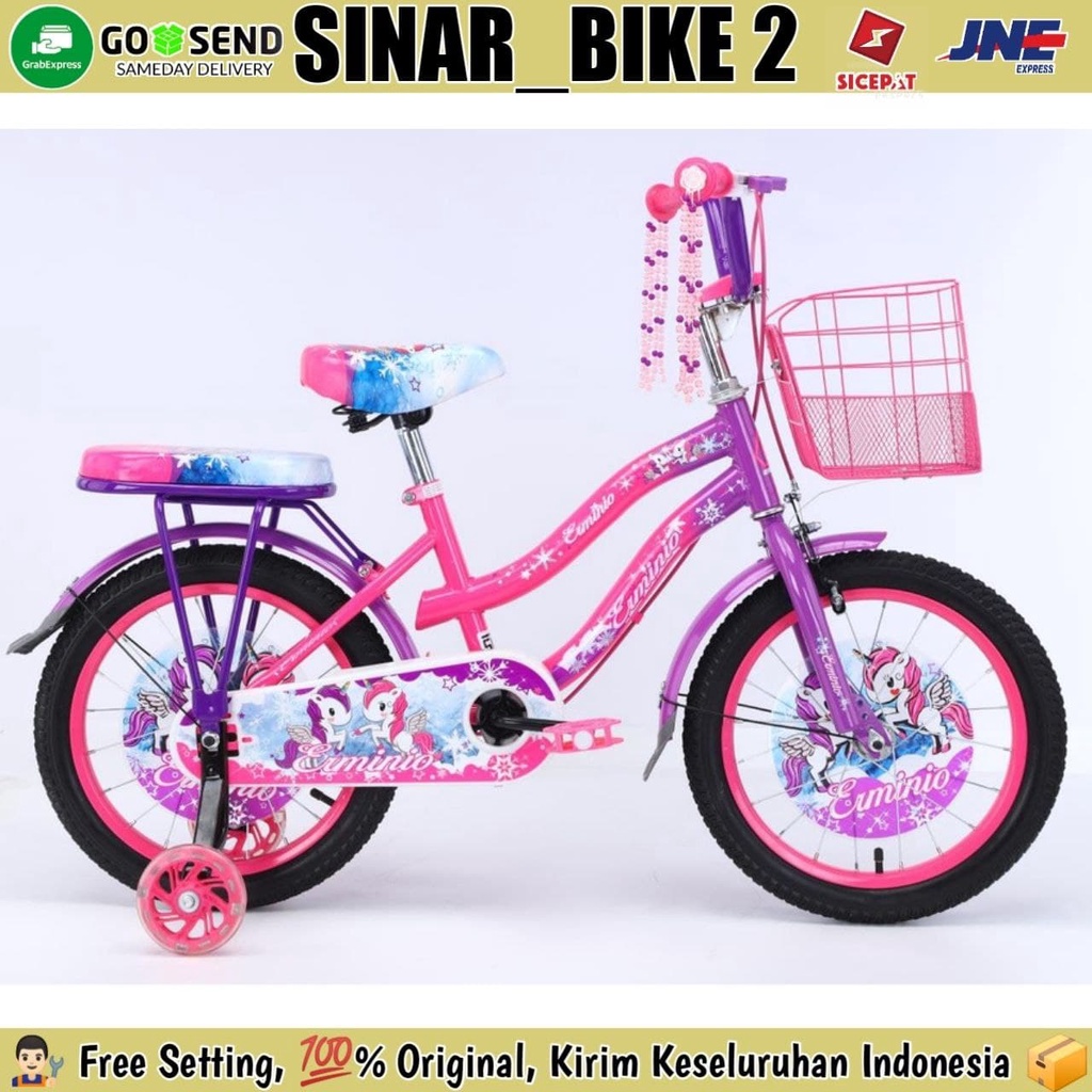 Sepeda Anak Perempuan 12 16 &amp; 18 Inch Mini ERMINIO PONY New