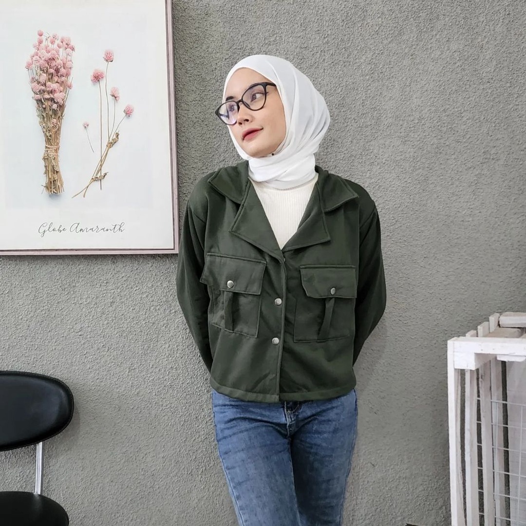 SANDRA CROOPE Jacket Berkancing Crewneck Oversize-Jacket Sweater Wanita Kekinian Termurah Korean Style