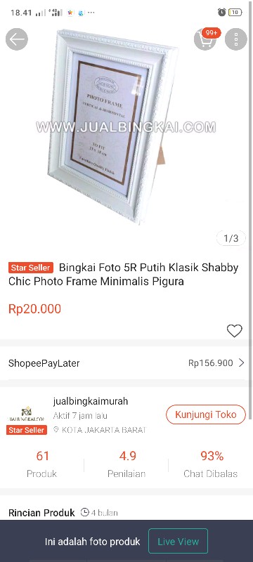 Bingkai Foto 5r Putih Klasik | Photo Frame Minimalis | Pigura Murah Classic