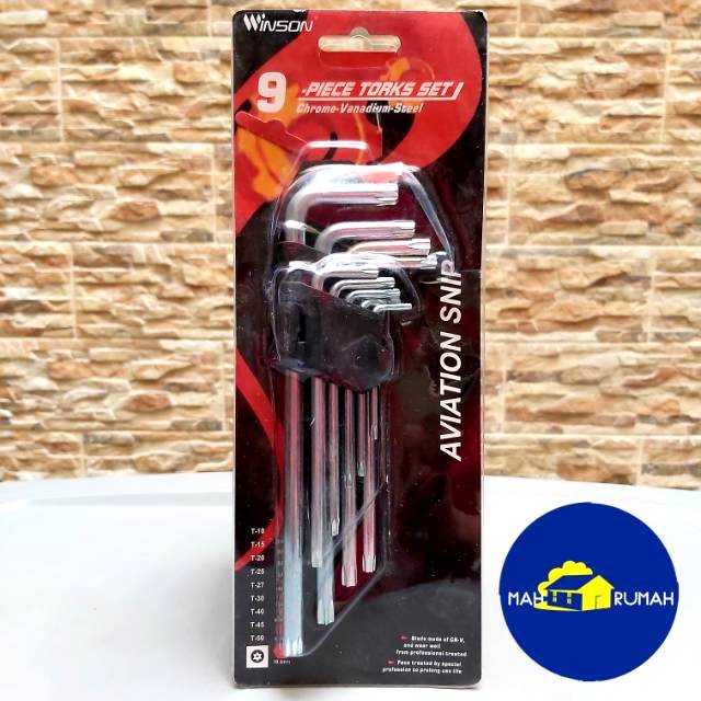 Kunci L Panjang 9pcs 9 ocs Set Bintang Torx Key - RRT (YSK/Winson/TFTools/YhongGong)