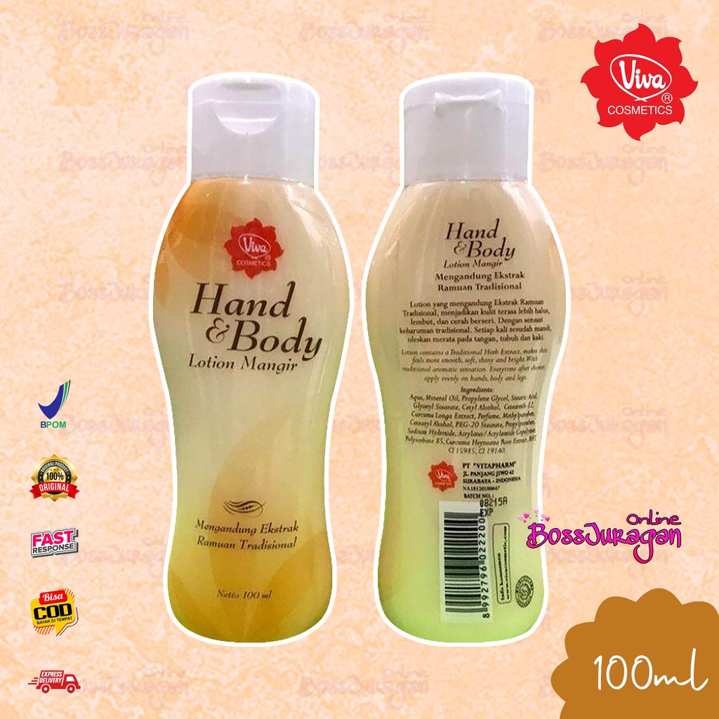 (BOSS) VIVA Hand &amp; Body Lotion Mangir Ekstrak Ramuan Tradisional 100ML