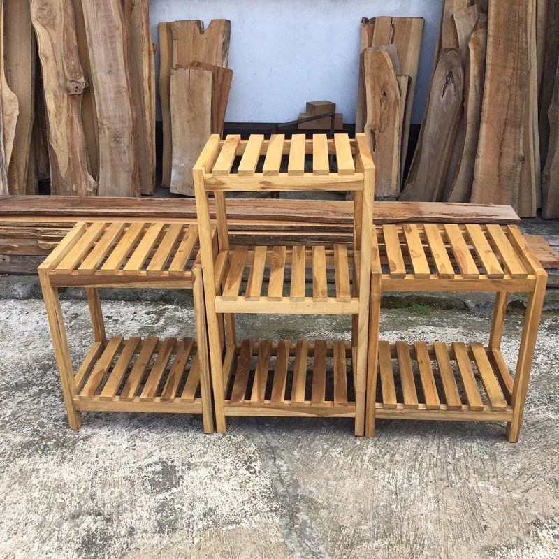 Rak susun tingkat 2, rak tanaman,rak susun minimalis, meja dispenser, nakas, meja kayu