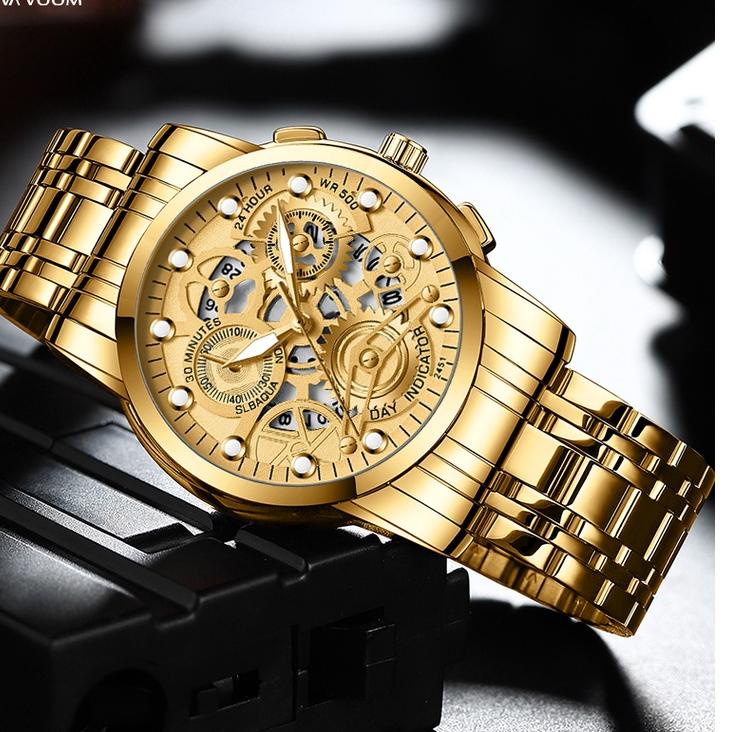 AHL2-6♡746 VaVa Voom 2451 ✅COD Jam Tangan Pria Anti Air Original Luxury Stainless Steel（Free BOX+Gar