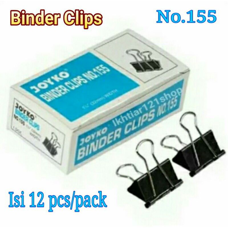 

1 Pack Binder Clips Joyko No 155/Klip Binder Joyko perpack isi 12 pcs
