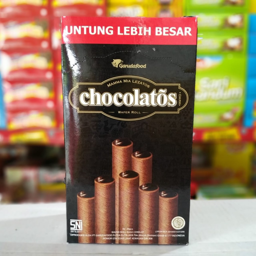 

Chocolatos Dark Wafer Roll Box Isi 20pcs @16g