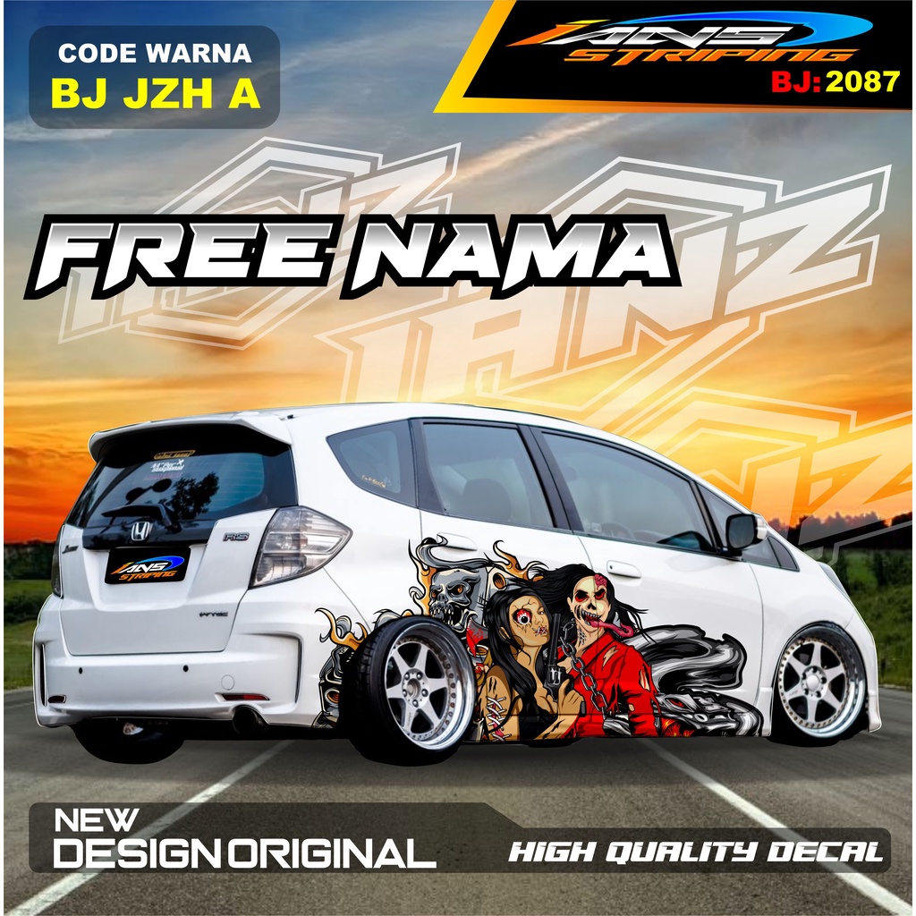 STICKER  MOBIL HONDA JAZZ BRIO AGYA AYLA / VARIASI STICKER BODY SAMPING MOBIL BRIO MOBIL JAZZ / STIKER MOBIL