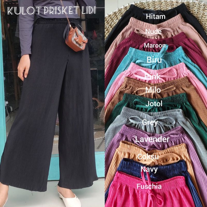 Kulot Lidi jumbo premium//HIGHWAIST CULLOTES//KOREAN STYLE// CELANA PLISKET WANITA