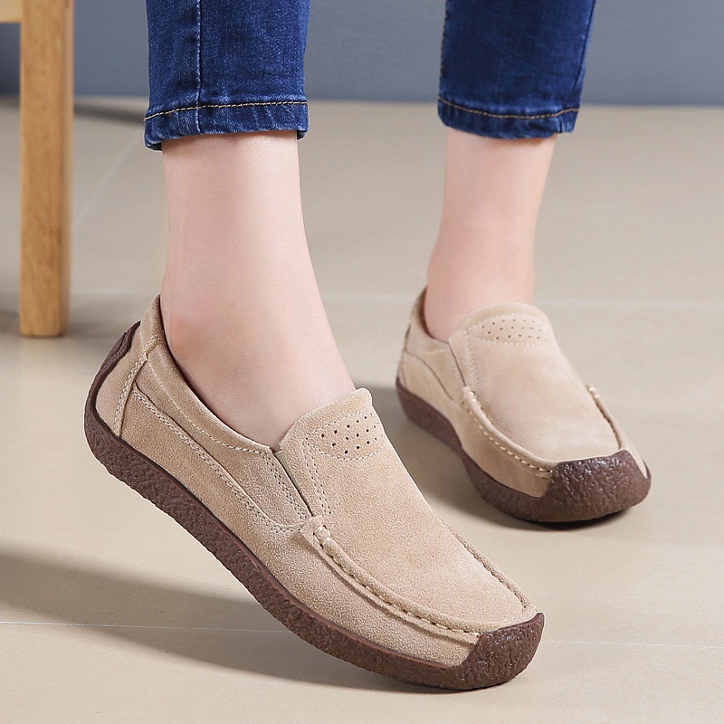 100% ASLI KULIT Sepatu Wanita Casual Slip On Murah Selop Flat Shoes Kekinian Cewek Slop Kulit Asli Terbaru Cantik 101