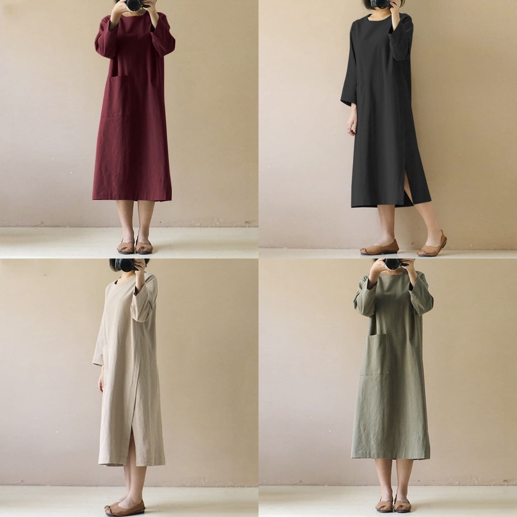 CHERLYN MIDIDRESS - dress wanita terbaru / linen mididres / mididress terlaris / mididress wanita / casuall dress