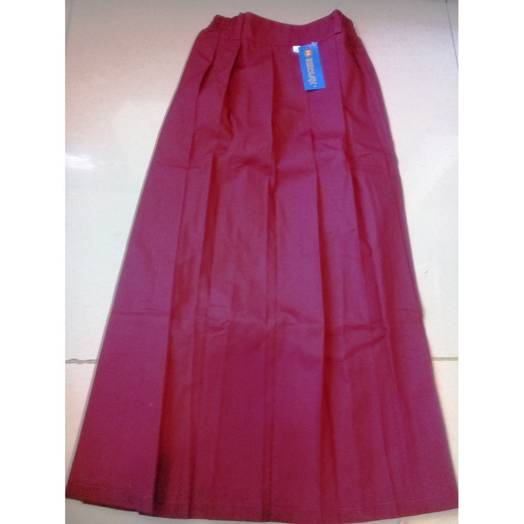 Rok SD Merah Panjang Rempel Karet No.6  LP 22-25cm  PJ 70cm Famatex - Purnama