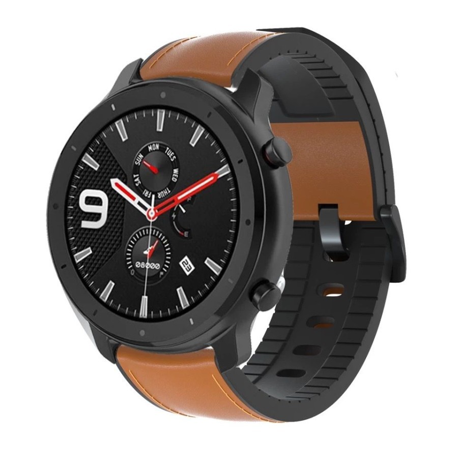 TALI JAM STRAP XIAOMI HUAMI AMAZFIT GTR 47MM SMARTWATCH MODEL LEATHER RUBBER KULIT KARET