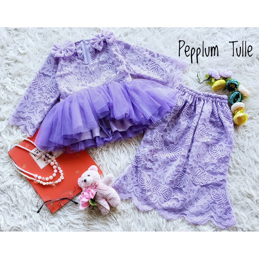 BAJU ANAK MODERN KEBAYA ANAK PEPPLUM TULLE BAHAN BROKAT
