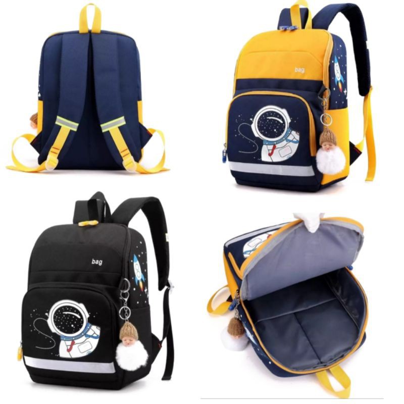 AK Tas Ransel Anak Karakter Bag Backpack Mini Motif Cartoon Astronot Cute Ransel Anak Sekolah Tk SD PAUD BISA COD