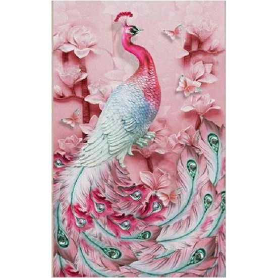 DIY Full Drill Diamond Painting - 5D Pink Peafowl Sitch Kit