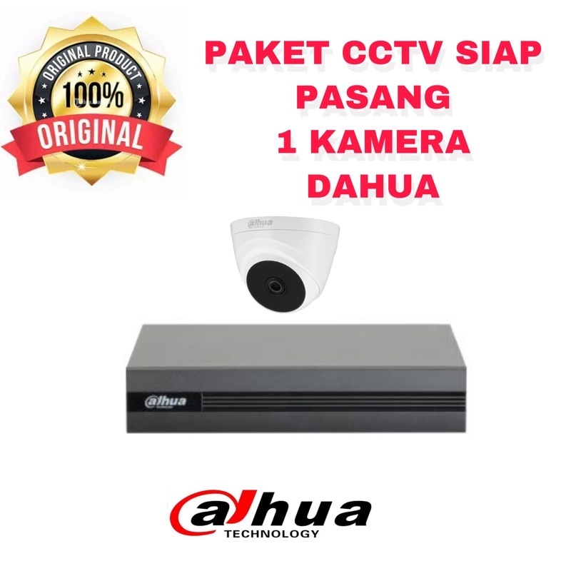 PROMO PAKET KAMERA CCTV DAHUA 2MP 1 CAMERA 4 CH CHANNEL 1080p FULL HD KOMPLIT SIAP PASANG 4ch 4channel bisa online di hp 2 mp megapixel MURAH