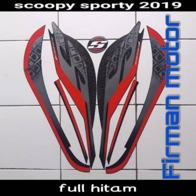 Striping sticker list body scoopy sporty 2019 full hitam