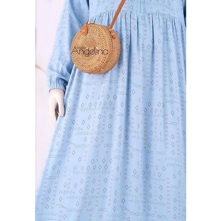 SARAH DRESS  BOHO PATTERN STARLIGHT BLUE SIZE L ATELIERANGELINA ANGELINA ATELIER