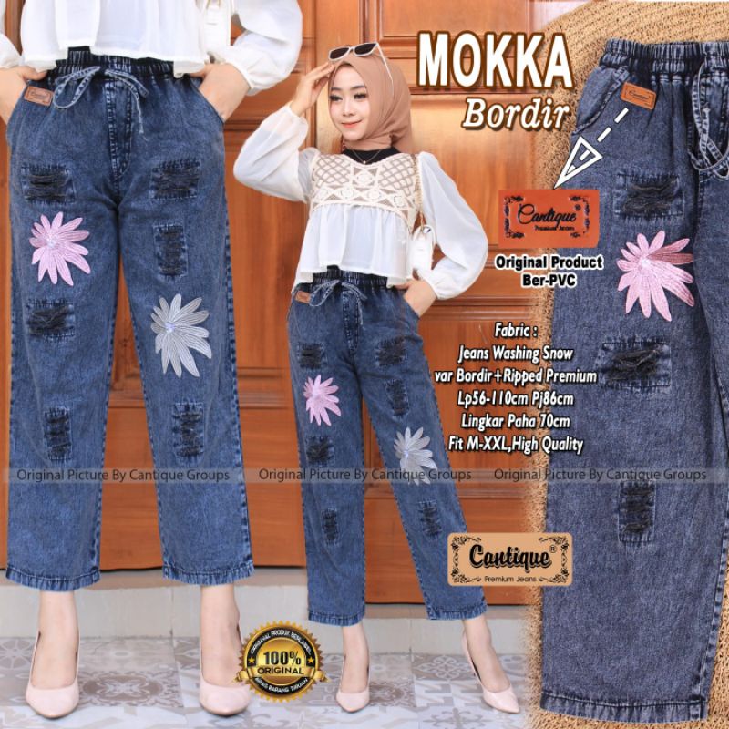 Mokka bordir celana jeans wanita by cantique